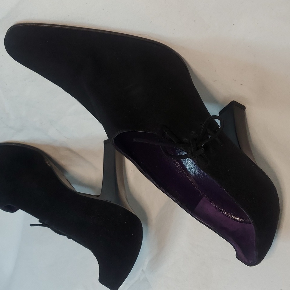 Vintage Ralph Lauren suede high heeled boots sz 9B laced